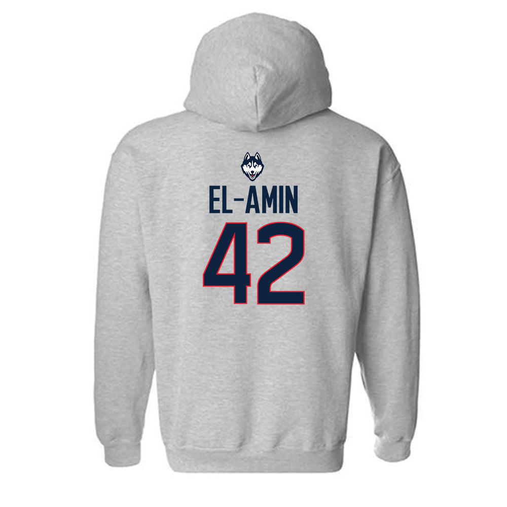 UConn - Men's Basketball Legends : Khalid El-Amin - Classic Shersey Hooded Sweatshirt-1