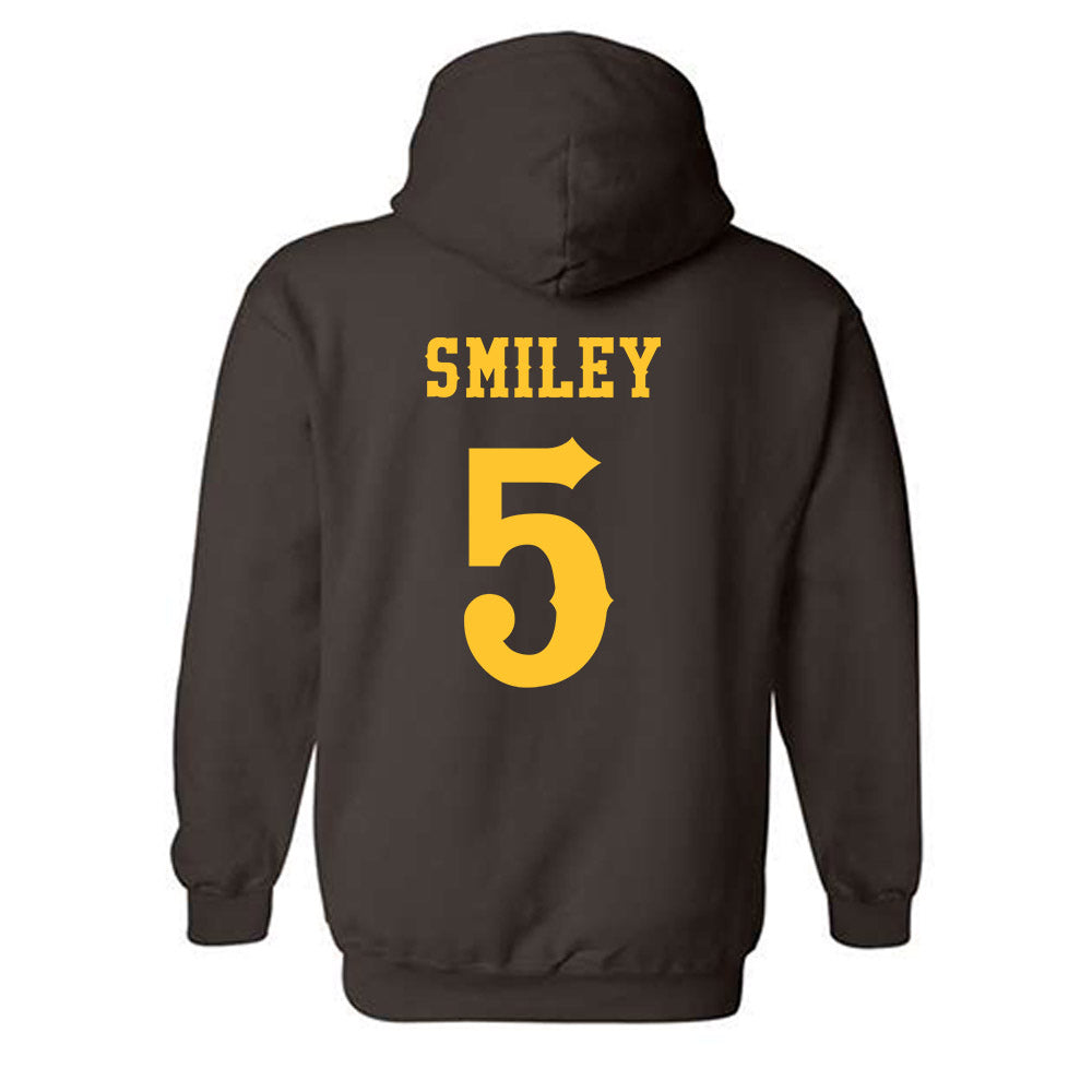 Wyoming - NCAA Men's Basketball : Madden Smiley - Classic Shersey Hooded Sweatshirt-1