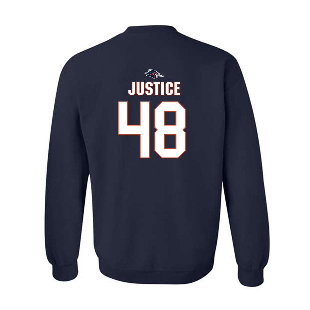 UTSA - NCAA Football : King Justice - Classic Shersey Crewneck Sweatshirt-1