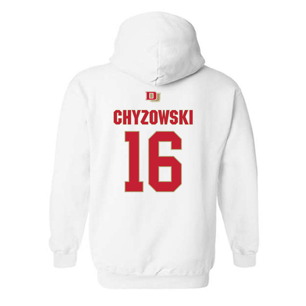 DU - NCAA Men's Ice Hockey : Kyle Chyzowski - Classic Shersey Hooded Sweatshirt-1