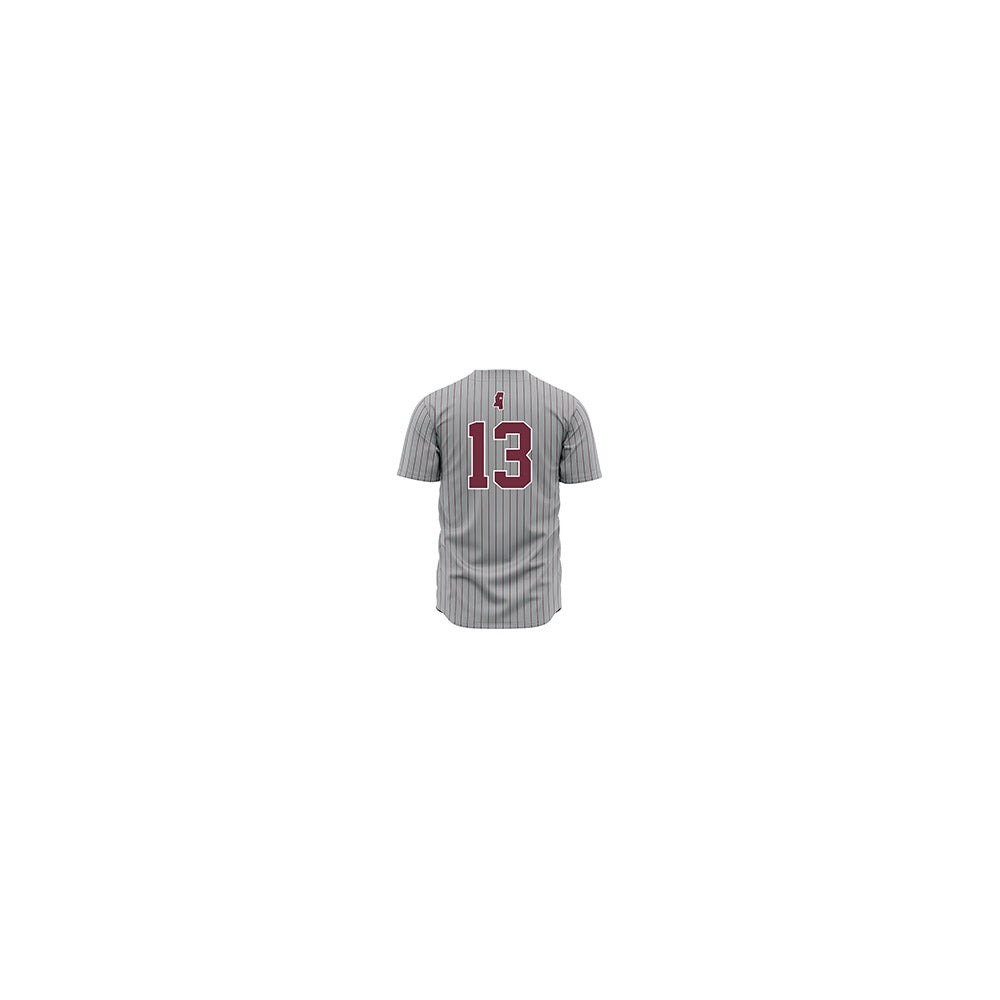 Mississippi State - NCAA Baseball : William Kirk - Gray Pinstripes Jersey-1