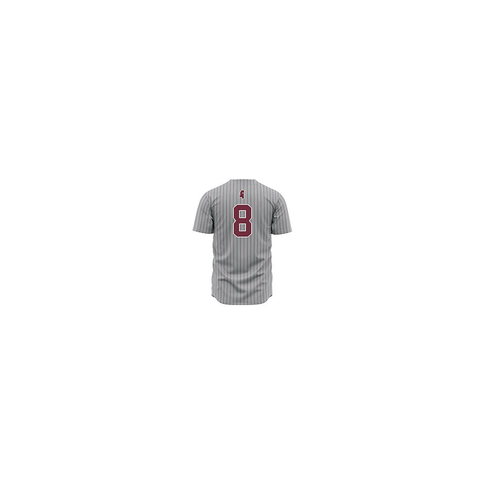 Mississippi State - NCAA Baseball : Charlie Foster - Gray Pinstripes Jersey-1