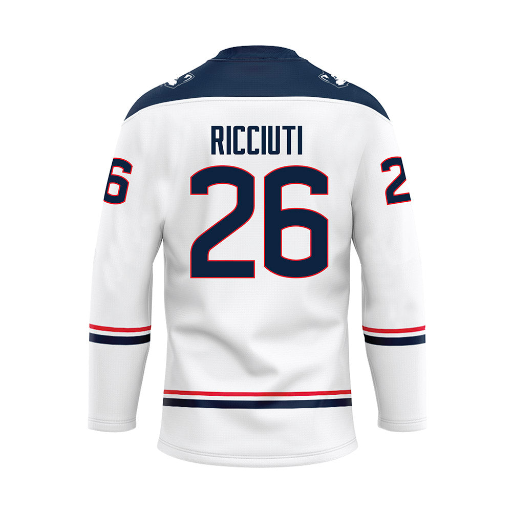 UConn - NCAA Women's Ice Hockey : Leila Ricciuti - White Hockey Jersey-1
