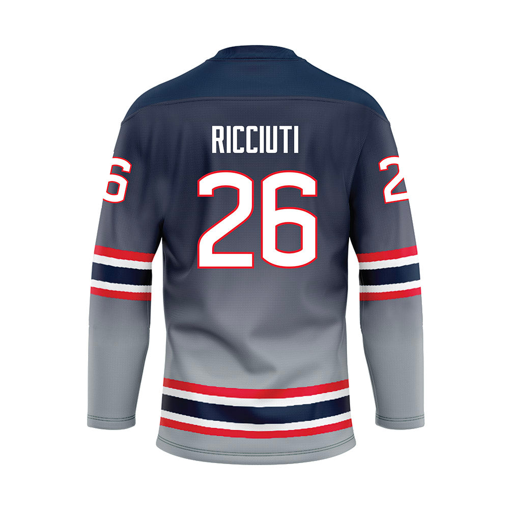 UConn - NCAA Women's Ice Hockey : Leila Ricciuti - Grey Hockey Jersey-1