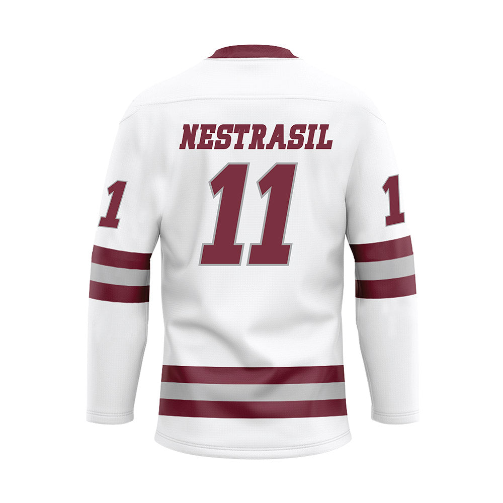UMass - NCAA Men's Ice Hockey : Vaclav Nestrasil - White Hockey Jersey-1