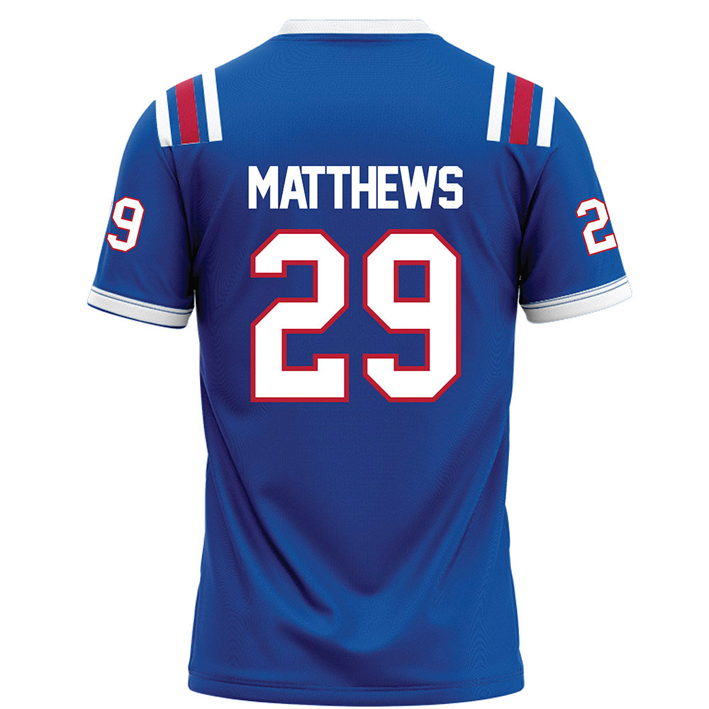LA Tech - NCAA Football : Lexington Matthews - Blue Football Jersey-1