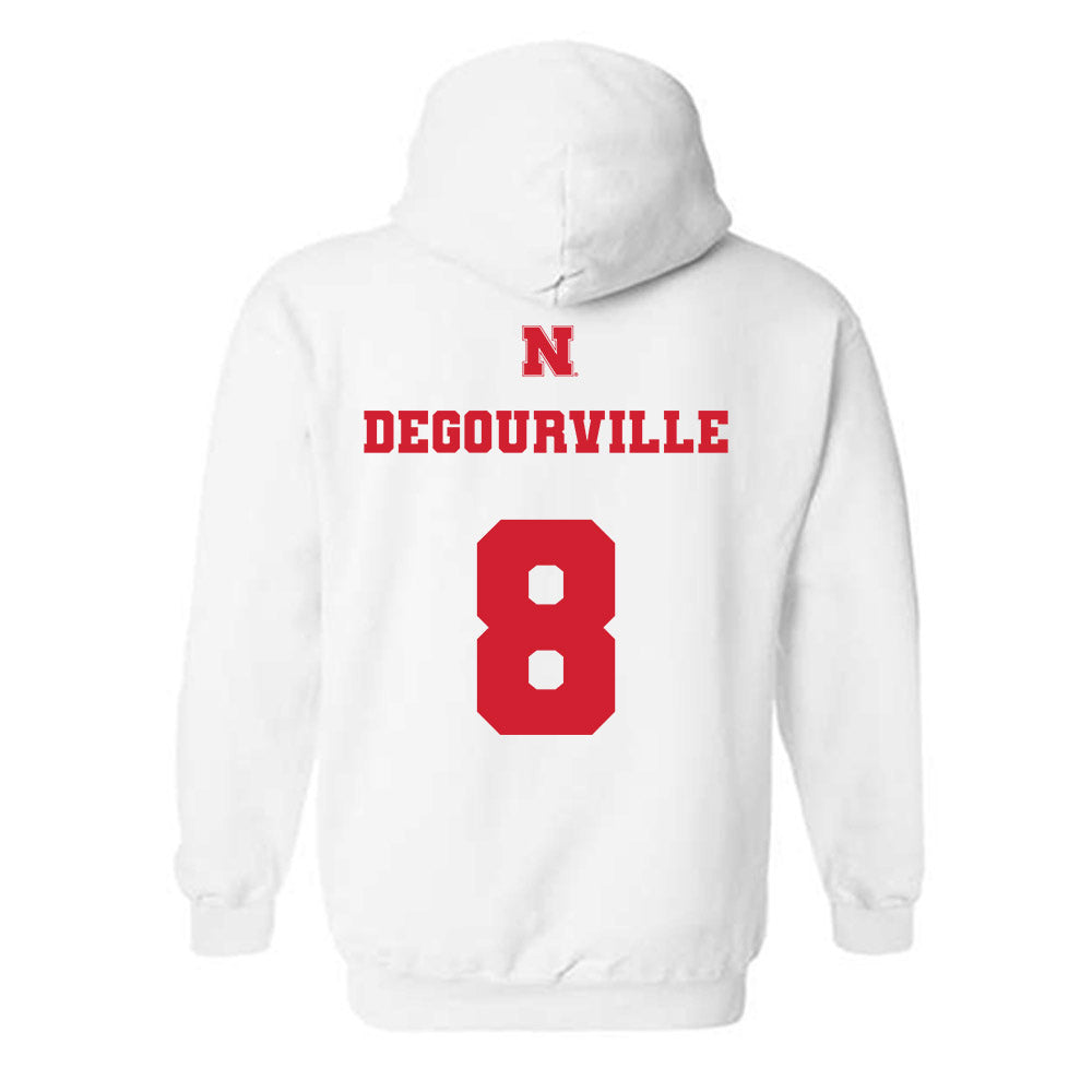 Nebraska - NCAA Men's Basketball : Taj Degourville - Generic Shersey Hooded Sweatshirt-1