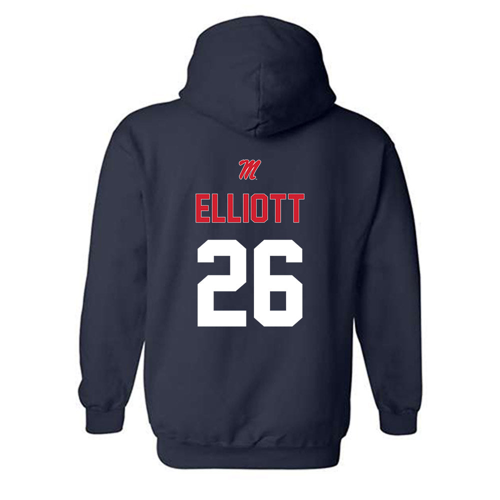 Ole Miss - NCAA Baseball : Hunter Elliott - Sports Shersey Hooded Sweatshirt-1