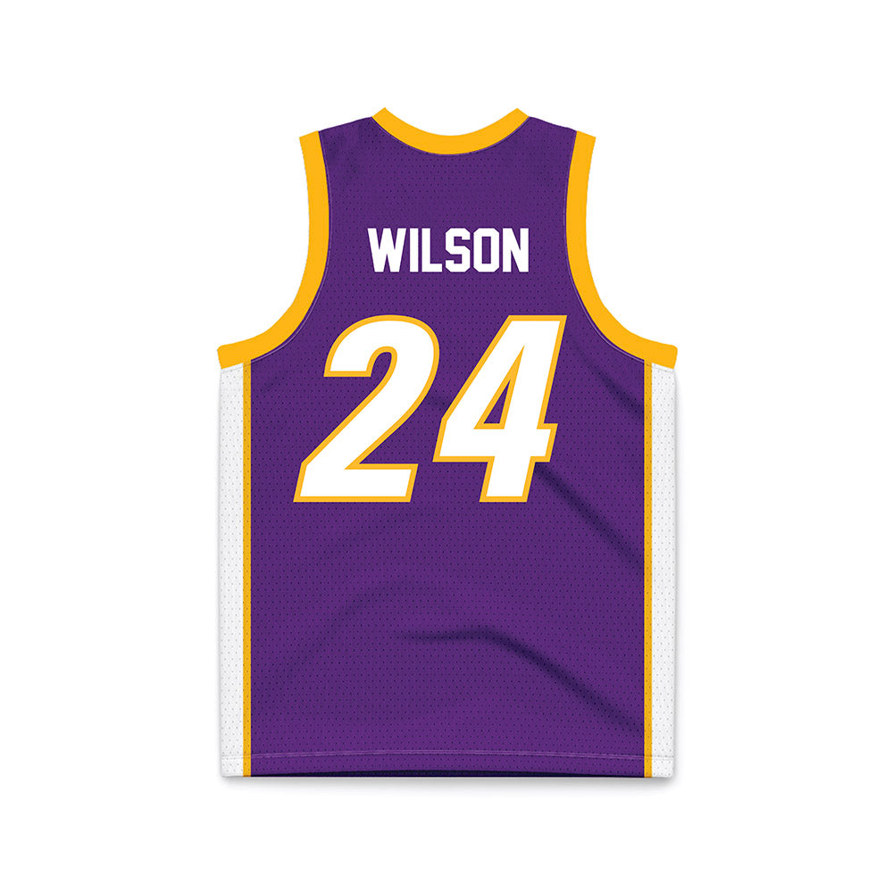 Northern Iowa - NCAA Men's Basketball : Jalen Wilson - Purple Basketball Jersey-1