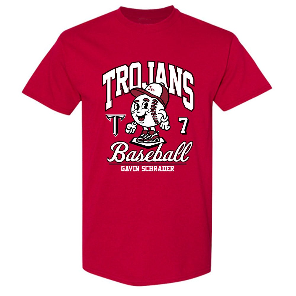 Troy - NCAA Baseball : Gavin Schrader - Cardinal Red T-Shirt-0
