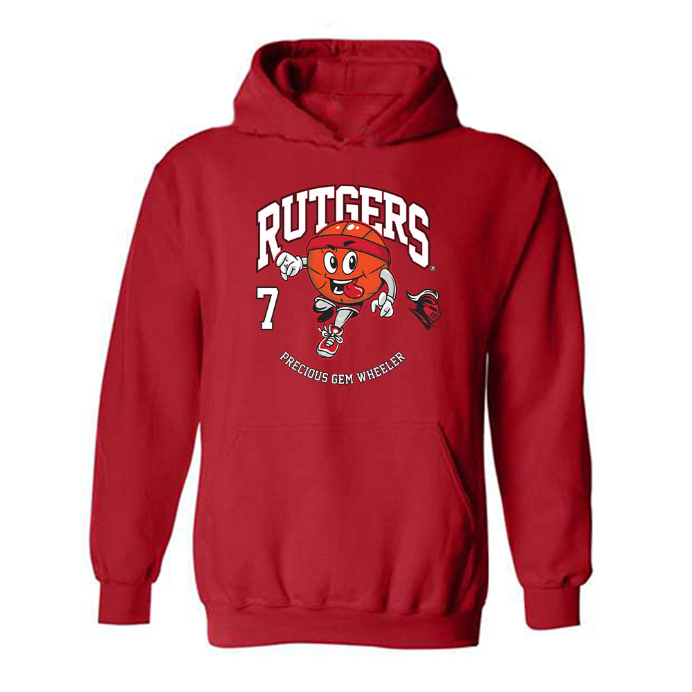 Rutgers - NCAA Women's Basketball : Precious Gem Wheeler - Fashion Shersey Hooded Sweatshirt-0