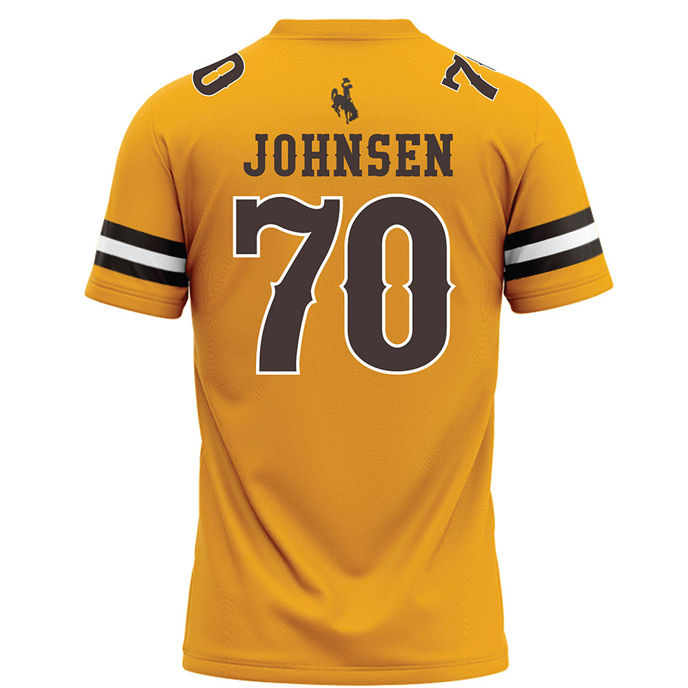 Wyoming - NCAA Football : Rex Johnsen - Gold Football Jersey