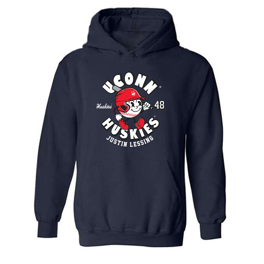 UConn - NCAA Baseball : Justin Lessing - Fashion Shersey Hooded Sweatshirt-0