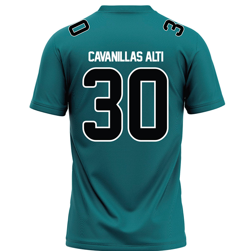 Coastal Carolina - NCAA Football : Nicolas Cavanillas Alti - Teal Football Jersey-1