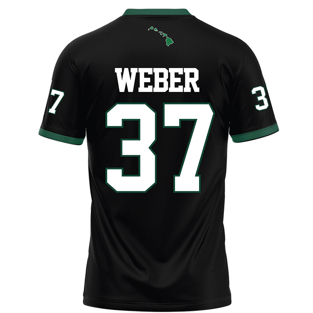 Hawaii - NCAA Football : Riis Weber - Black Football Jersey-1