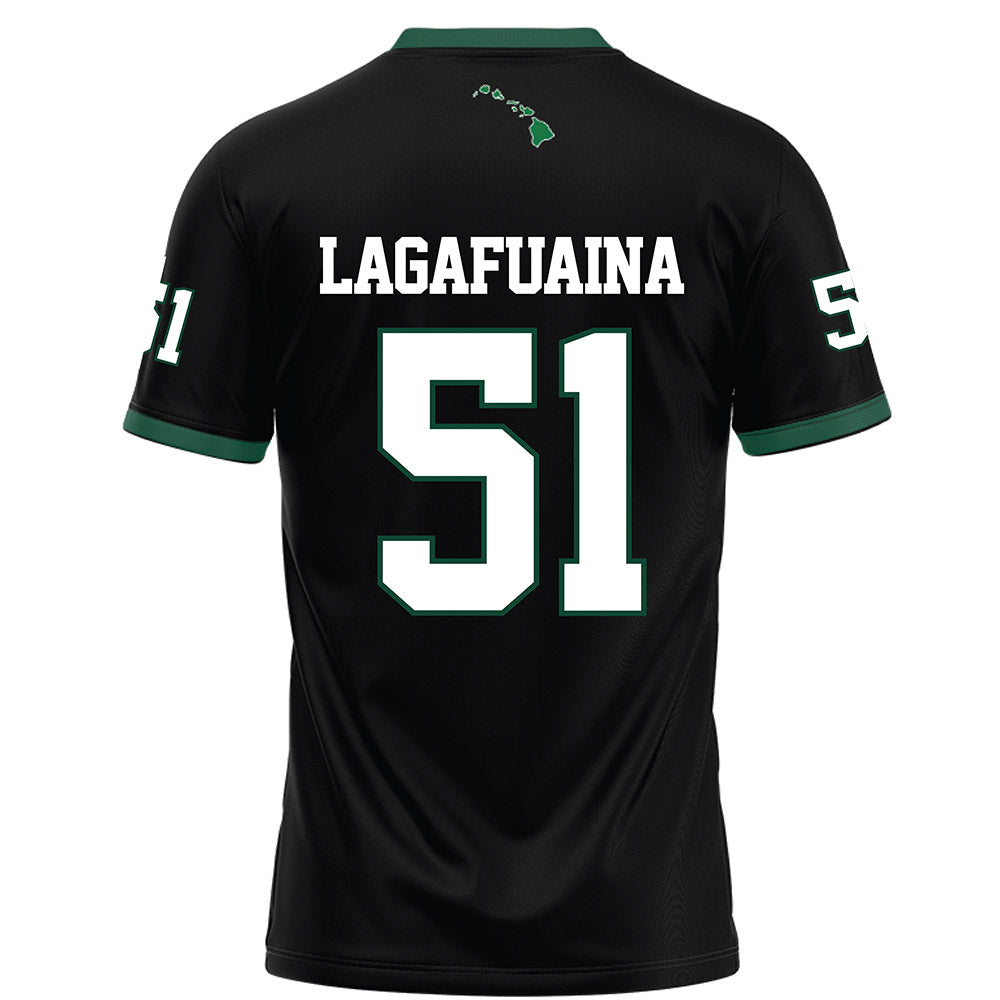 Hawaii - NCAA Football : LesterLaisene Lagafuaina - Black Football Jersey-1
