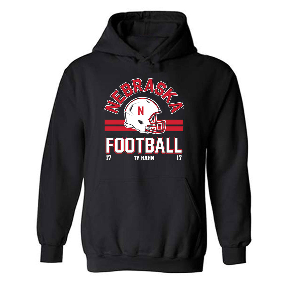 Nebraska - NCAA Football : Ty Hahn - Black Classic Fashion Shersey Hooded Sweatshirt