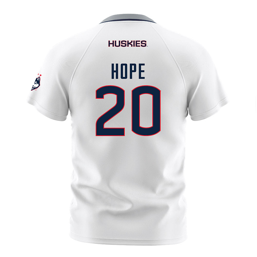 UConn - NCAA Men's Soccer : Elijah Hope White Jersey