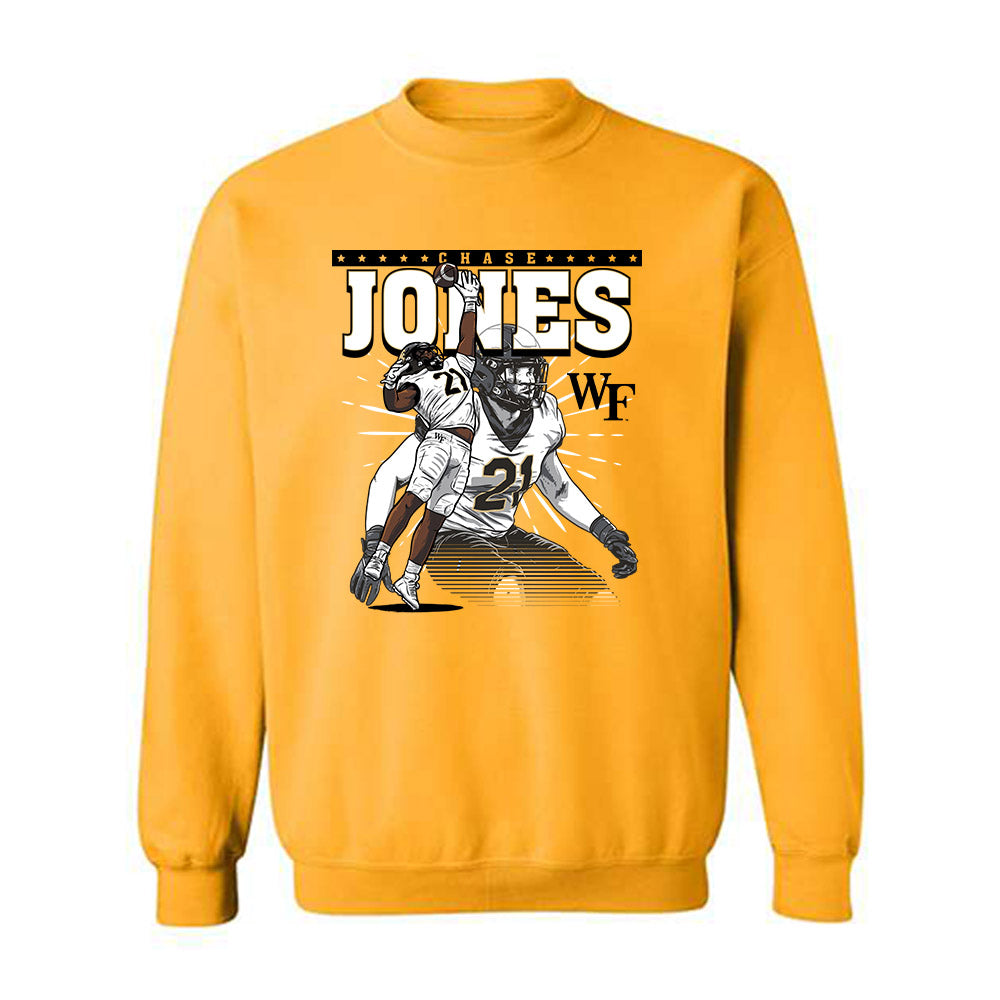 Wake Forest - NCAA Football : Chase Jones - Gold Caricature Sweatshirt