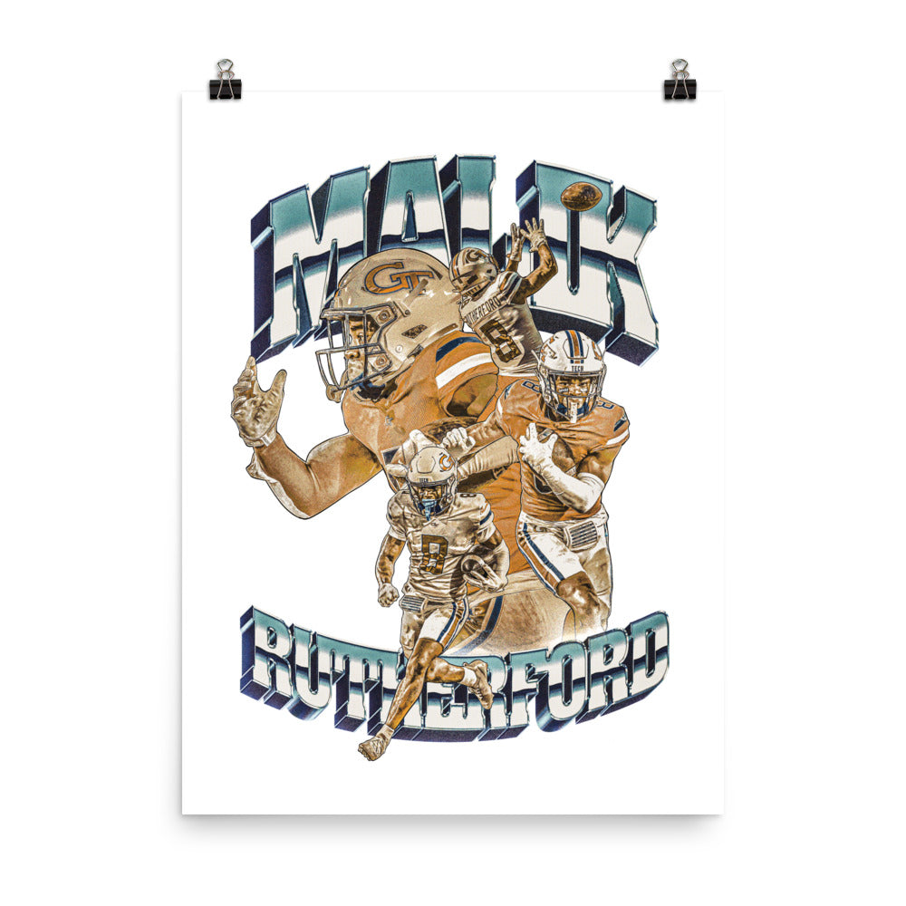 Georgia Tech - NCAA Football : Malik Rutherford - Player Collage Poster
