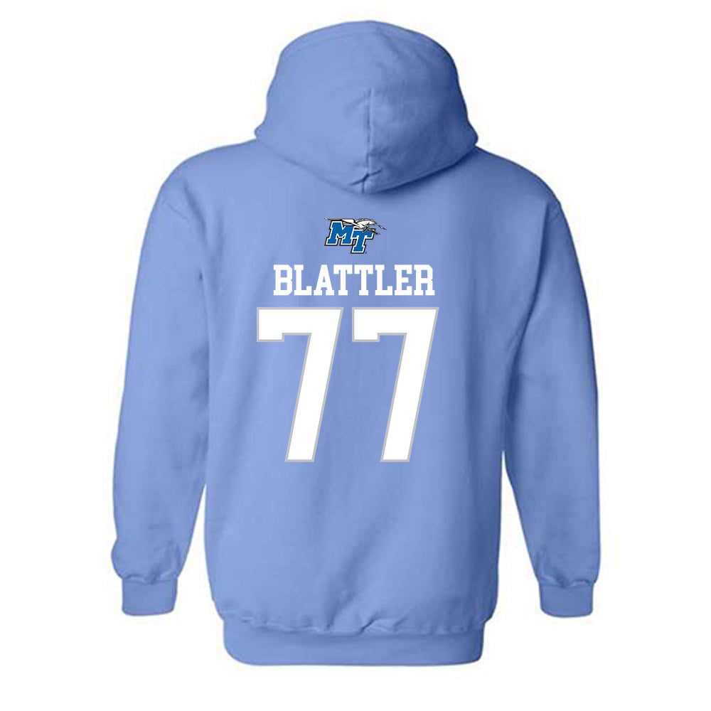 MTSU - NCAA Football : Diego Blattler - Replica Shersey Hooded Sweatshirt-1