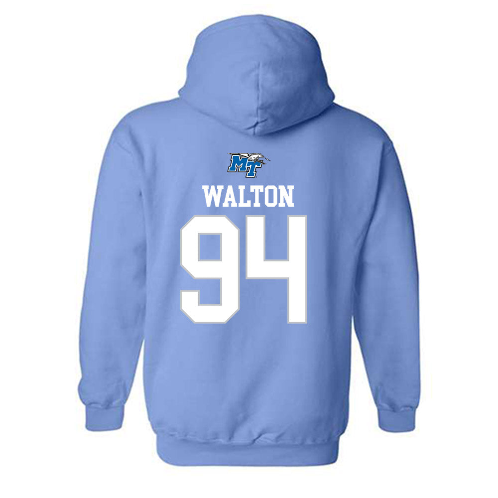 MTSU - NCAA Football : Jack Walton - Replica Shersey Hooded Sweatshirt-1