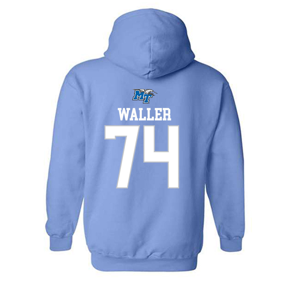 MTSU - NCAA Football : Jonathan Waller - Replica Shersey Hooded Sweatshirt-1