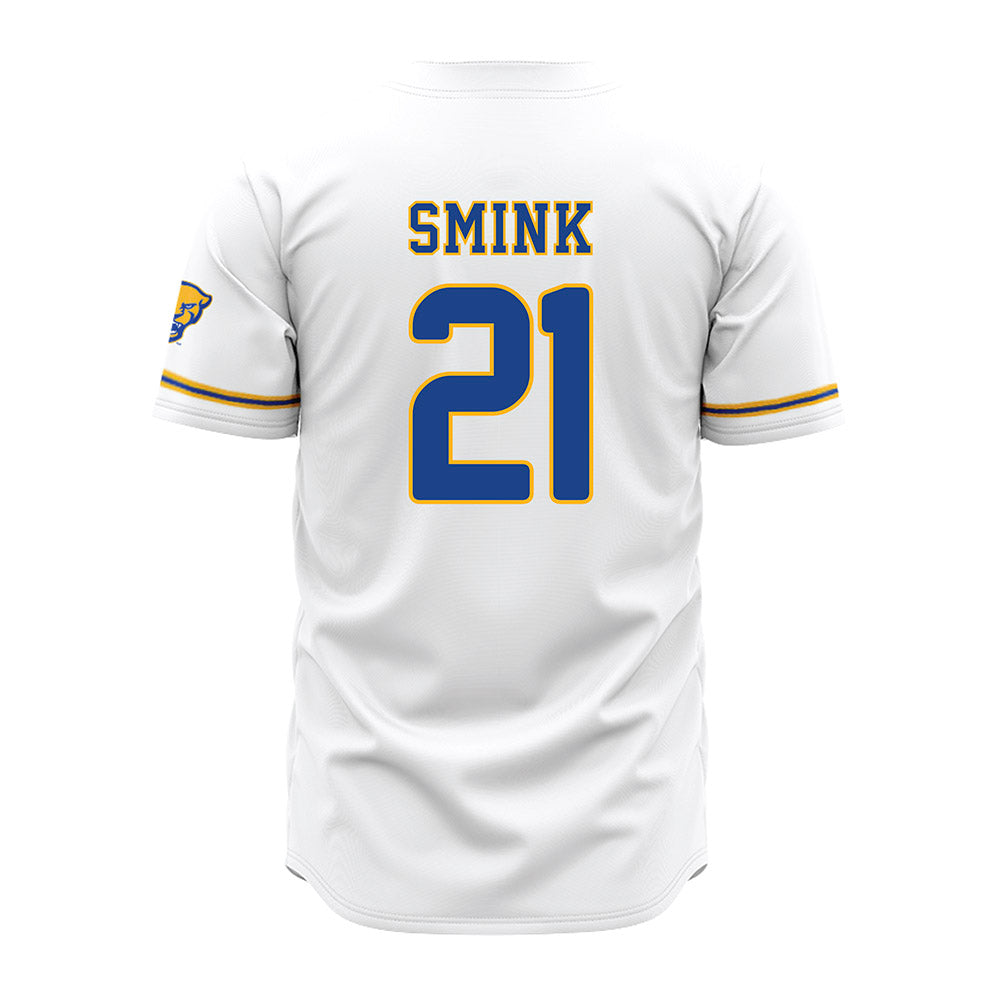Pittsburgh - NCAA Baseball : Eddie Smink - White Jersey-1