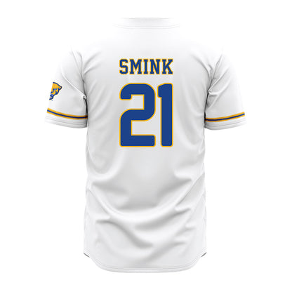Pittsburgh - NCAA Baseball : Eddie Smink - White Jersey-1