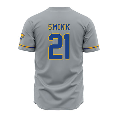Pittsburgh - NCAA Baseball : Eddie Smink - Grey Jersey-1