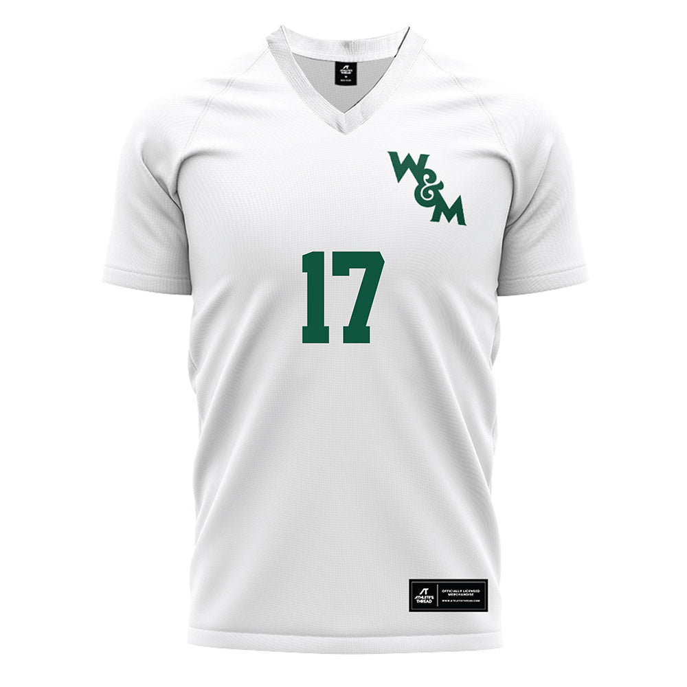 William & Mary - NCAA Men's Soccer : Damen Burney - White Soccer Jersey-0