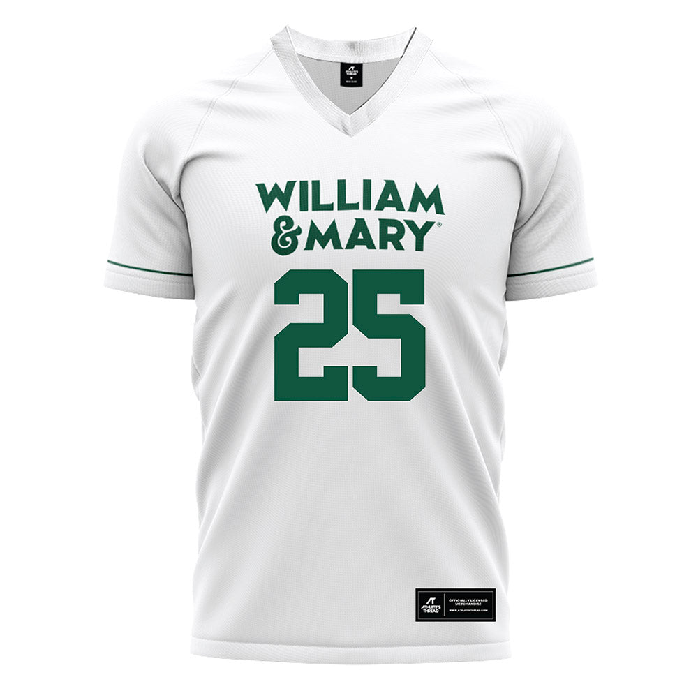 William & Mary - NCAA Women's Soccer : Claire Johnson - White Soccer Jersey-0