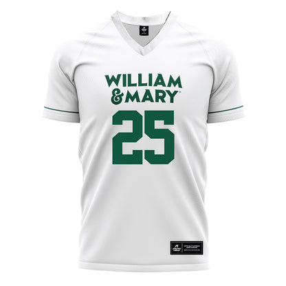 William & Mary - NCAA Women's Soccer : Claire Johnson - White Soccer Jersey-0