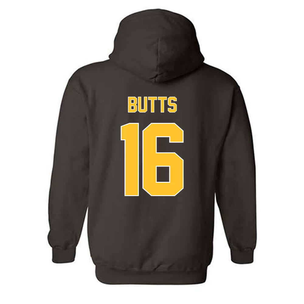 Wyoming - NCAA Football : Karson Butts - Classic Shersey Hooded Sweatshirt-1