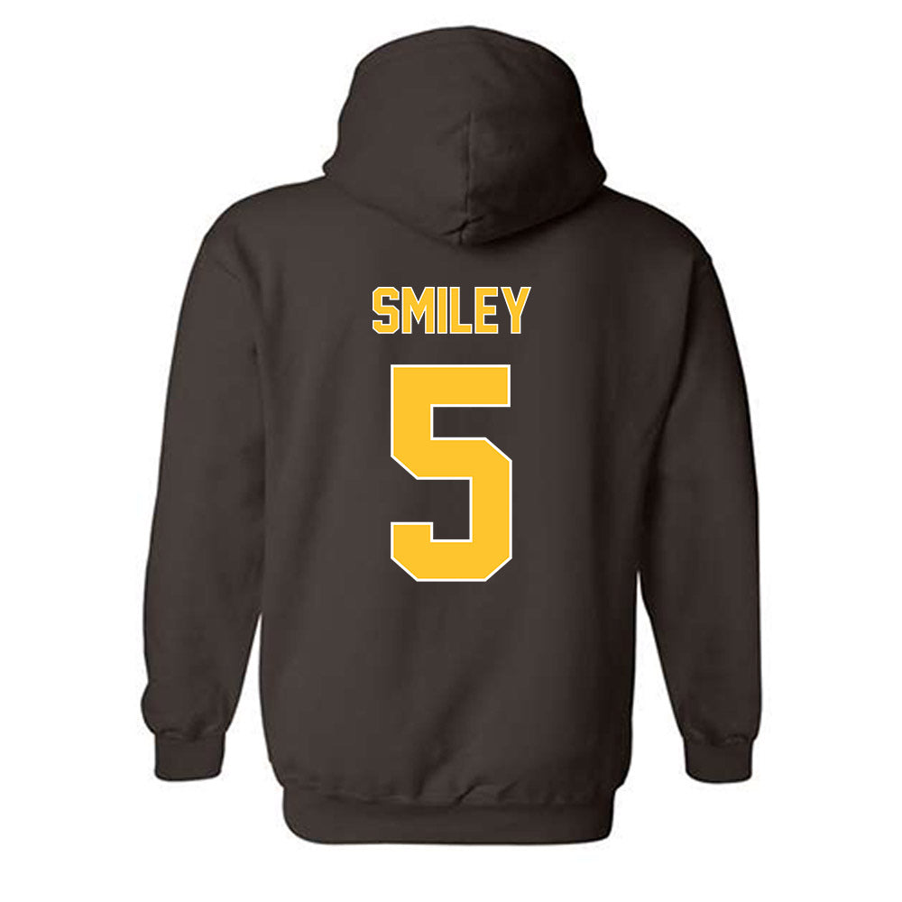 Wyoming - NCAA Men's Basketball : Madden Smiley - Classic Shersey Hooded Sweatshirt-1