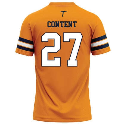 UTEP - NCAA Football : Justin Content - Orange Football Jersey-1