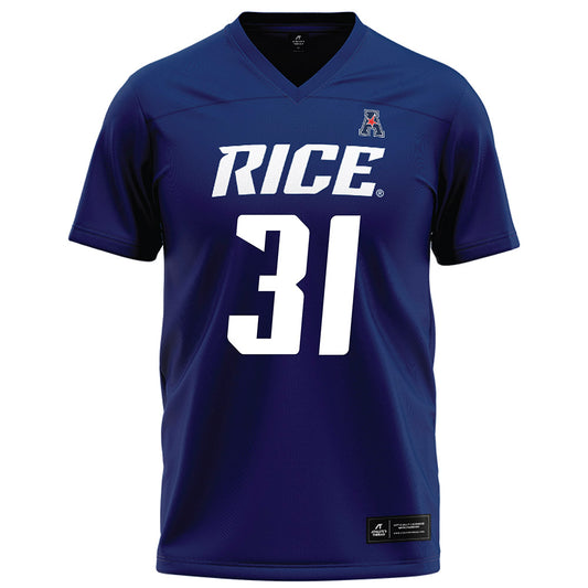 Rice - NCAA Football : Micah Barnett - Navy Blue Football Jersey-0
