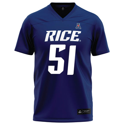 Rice - NCAA Football : Phoenix Derichsweiler - Navy Blue Football Jersey-0