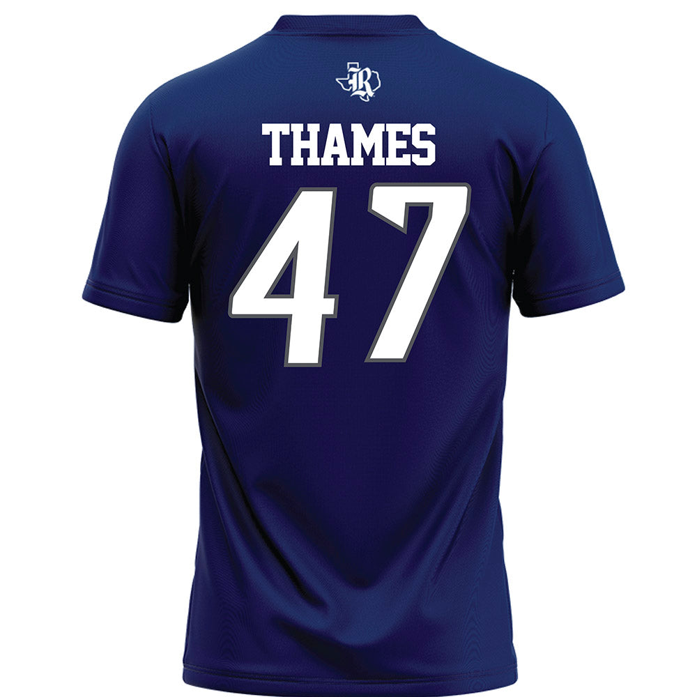 Rice - NCAA Football : Ty Thames - Navy Blue Football Jersey-1