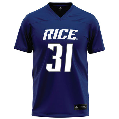 Rice - NCAA Football : Micah Barnett - Navy Blue Football Jersey-0