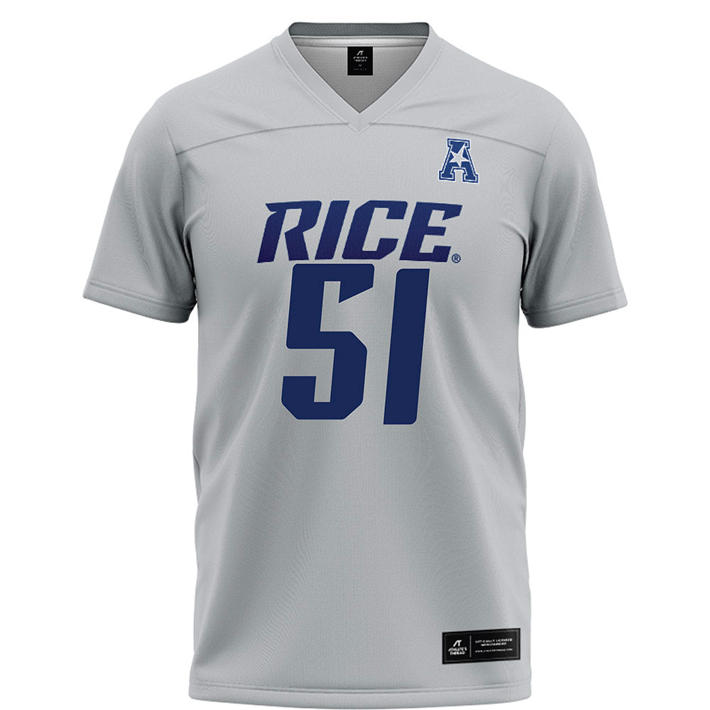Rice - NCAA Football : Phoenix Derichsweiler - Grey Football Jersey-0