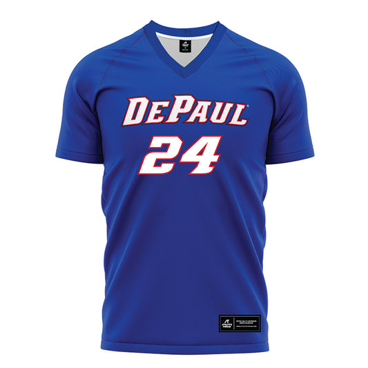 DePaul - NCAA Men's Soccer : Evan Jimerson - Blue Soccer Jersey-0