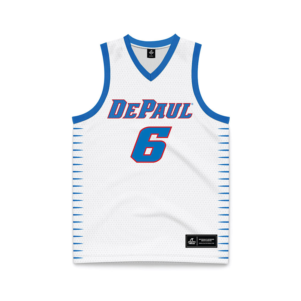 DePaul - NCAA Men's Basketball : Jonas Johnson - White Basketball Jersey-0