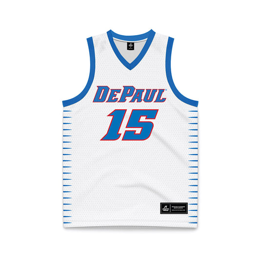 DePaul - NCAA Men's Basketball : Fabian Flores Moreno - White Basketball Jersey-0