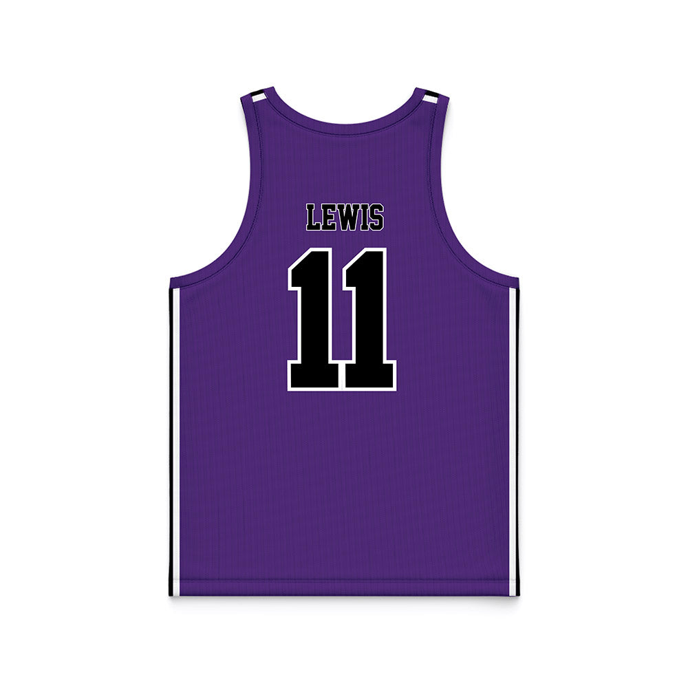 Furman - NCAA Men's Basketball : Gunnar Lewis - Purple Basketball Jersey-1