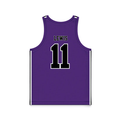Furman - NCAA Men's Basketball : Gunnar Lewis - Purple Basketball Jersey-1