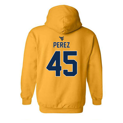 West Virginia - NCAA Baseball : David Perez - Classic Shersey Hooded Sweatshirt-1