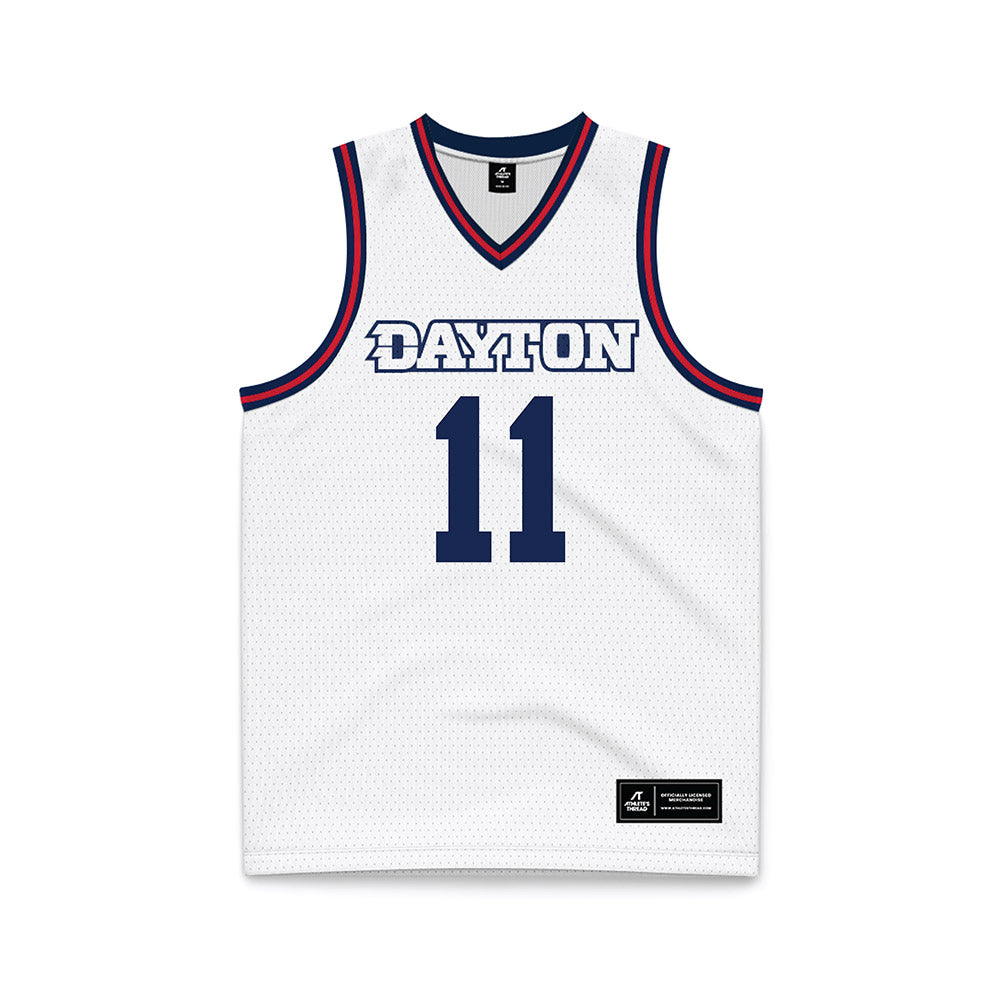 Dayton - NCAA Men's Basketball : Travis Perry - White Basketball Jersey-0