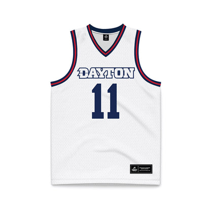 Dayton - NCAA Men's Basketball : Travis Perry - White Basketball Jersey-0
