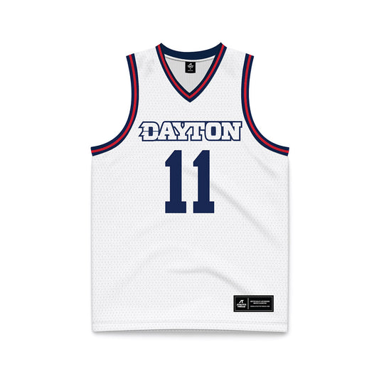 Dayton - NCAA Men's Basketball : Travis Perry - White Basketball Jersey-0